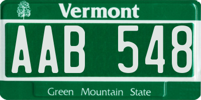 VT license plate AAB548