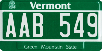 VT license plate AAB549