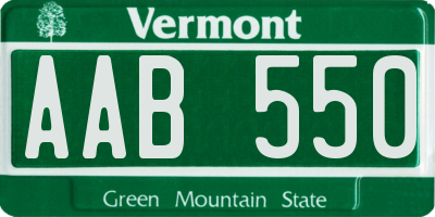 VT license plate AAB550