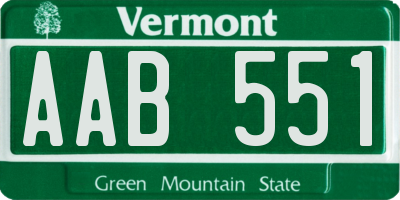 VT license plate AAB551