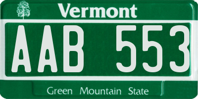 VT license plate AAB553