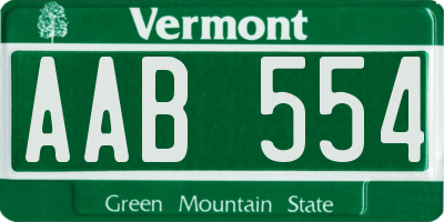 VT license plate AAB554