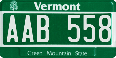 VT license plate AAB558