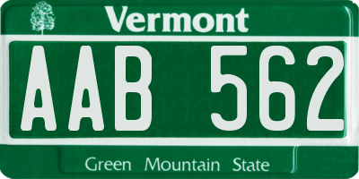 VT license plate AAB562