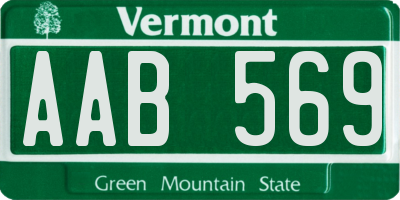 VT license plate AAB569