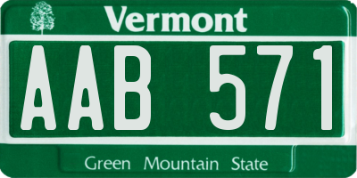 VT license plate AAB571