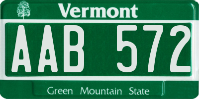 VT license plate AAB572