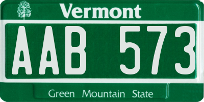 VT license plate AAB573