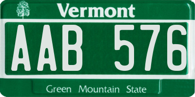 VT license plate AAB576