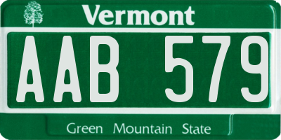 VT license plate AAB579