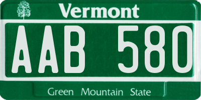 VT license plate AAB580