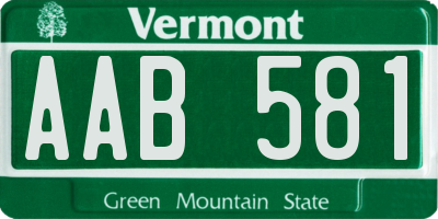 VT license plate AAB581