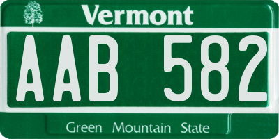 VT license plate AAB582