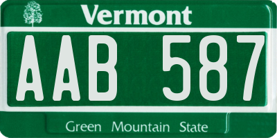 VT license plate AAB587