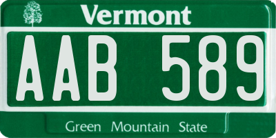 VT license plate AAB589