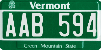 VT license plate AAB594