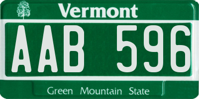 VT license plate AAB596