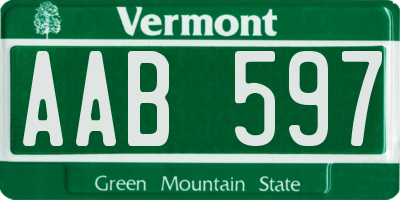 VT license plate AAB597