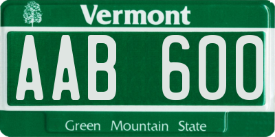 VT license plate AAB600