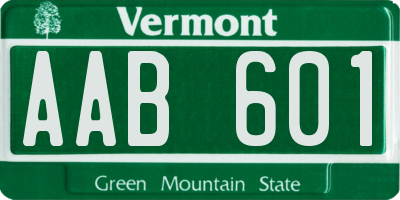 VT license plate AAB601