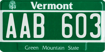 VT license plate AAB603