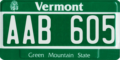 VT license plate AAB605