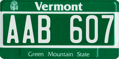 VT license plate AAB607