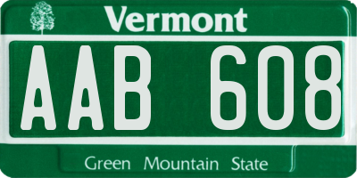 VT license plate AAB608