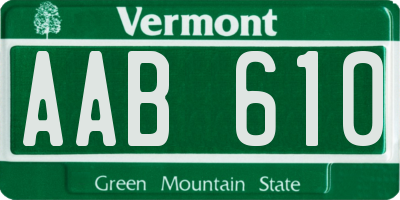 VT license plate AAB610