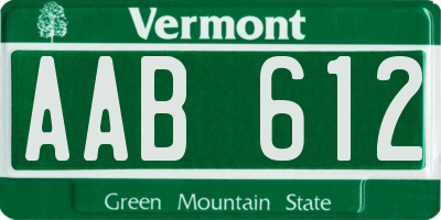 VT license plate AAB612