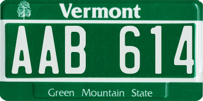 VT license plate AAB614