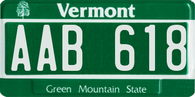 VT license plate AAB618