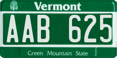 VT license plate AAB625