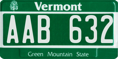 VT license plate AAB632