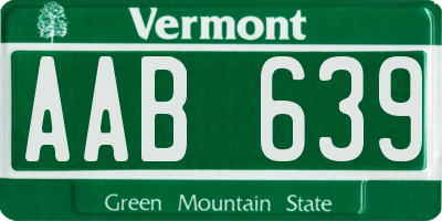 VT license plate AAB639