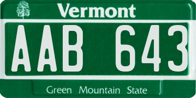 VT license plate AAB643