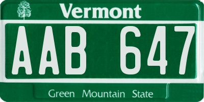 VT license plate AAB647