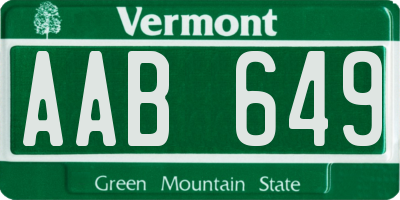 VT license plate AAB649