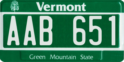 VT license plate AAB651