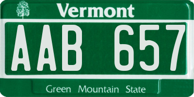 VT license plate AAB657