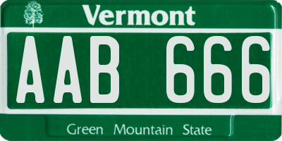 VT license plate AAB666