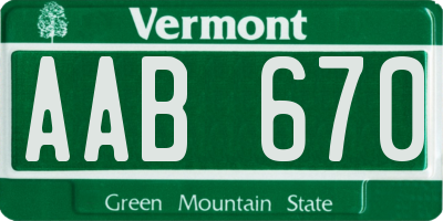 VT license plate AAB670