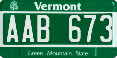 VT license plate AAB673