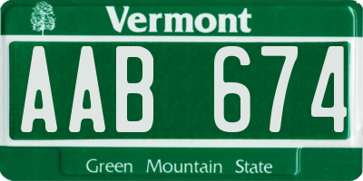 VT license plate AAB674