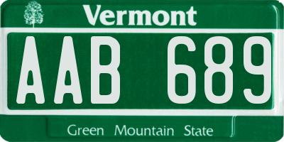 VT license plate AAB689