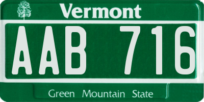 VT license plate AAB716