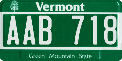 VT license plate AAB718