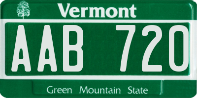VT license plate AAB720