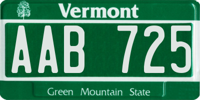 VT license plate AAB725