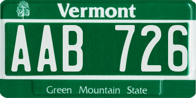 VT license plate AAB726